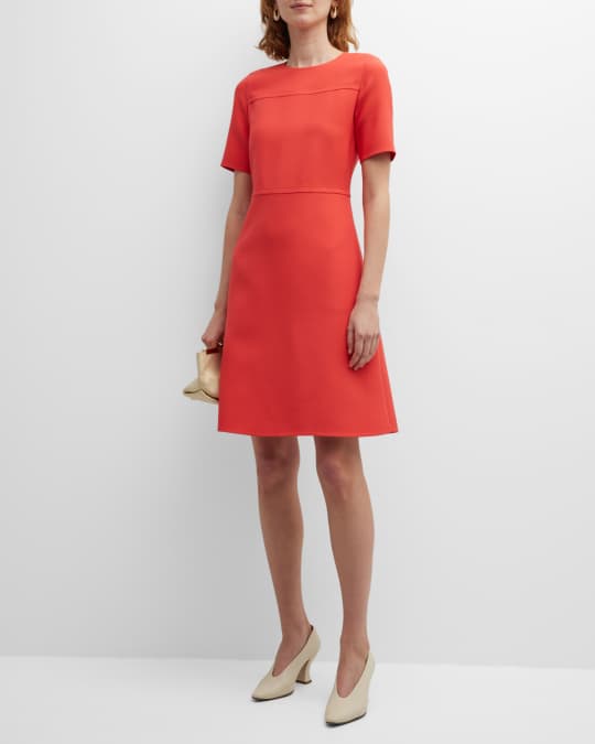 Lafayette 148 New York Short-Sleeve Wool-Silk A-Line Dress