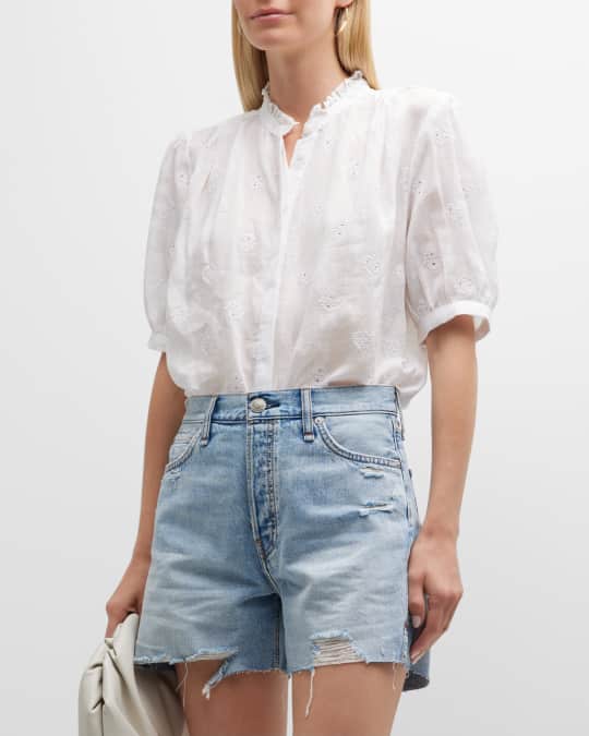Rag Bone Jordan Short Sleeve Embroidered Top Neiman Marcus
