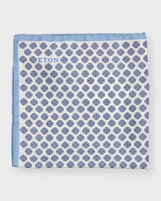 Made-in-USA Red Medallion Silk Pocket Square