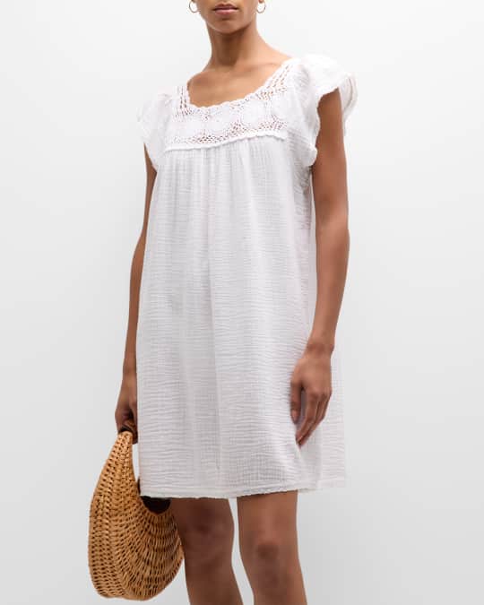 Honorine Stella Crochet Gauze Mini Dress | Neiman Marcus