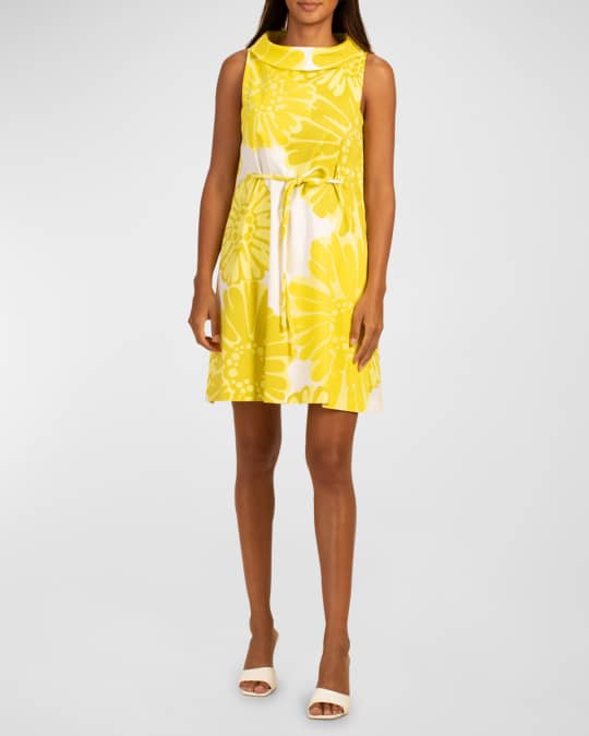 Trina Turk Thoreau Printed Short Dress with Tie Waist | Neiman Marcus