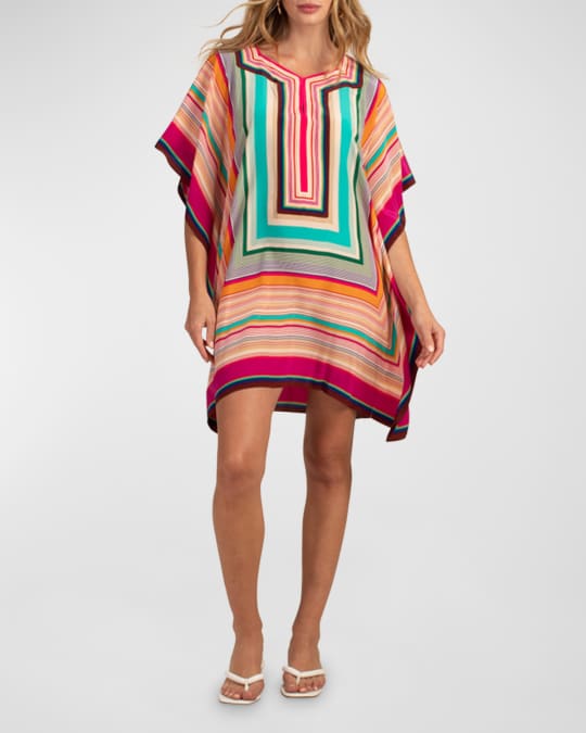 Trina Turk Theodora Striped Crepe De Chine Caftan Dress Neiman