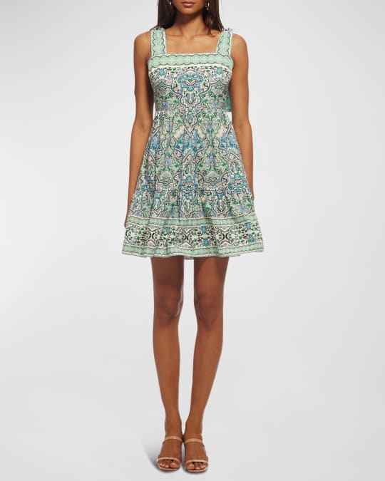 Shoshanna Raleigh Bow Strap Tiered Mini Dress Neiman Marcus
