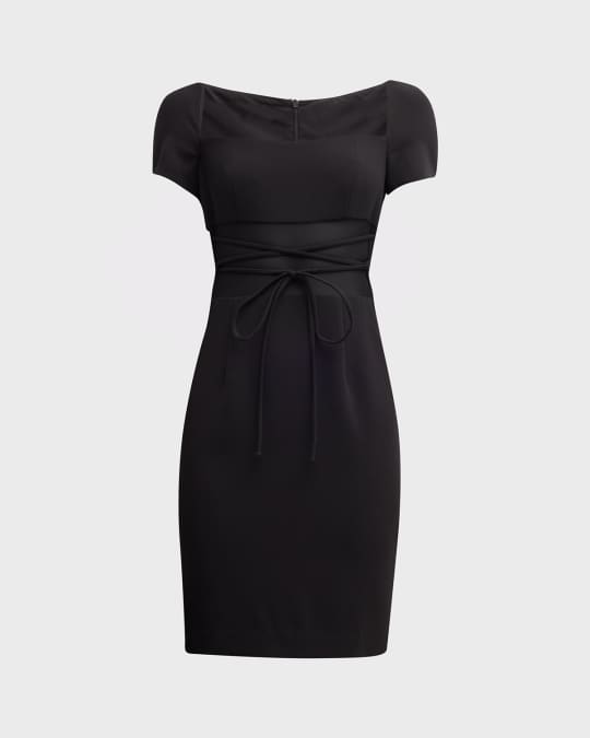 Izola Tie Front Mesh Inset Mini Dress