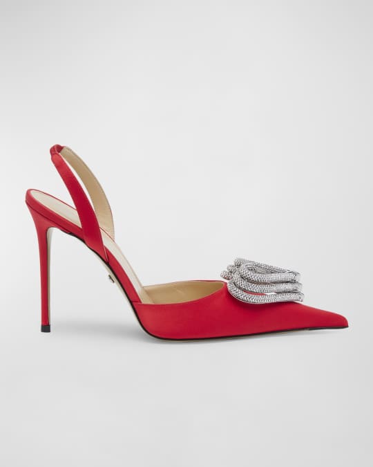 MACH & MACH Triple Heart Crystal Slingback Pumps | Neiman Marcus
