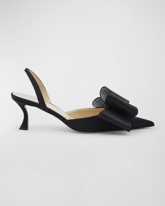 Le Cadeau Crystal Bow Slingback Pumps