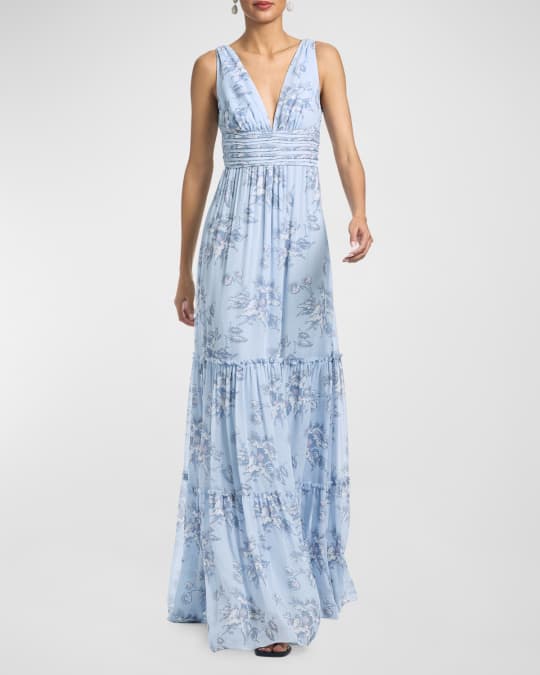 Justine Tiered Floral Print Empire Maxi Dress
