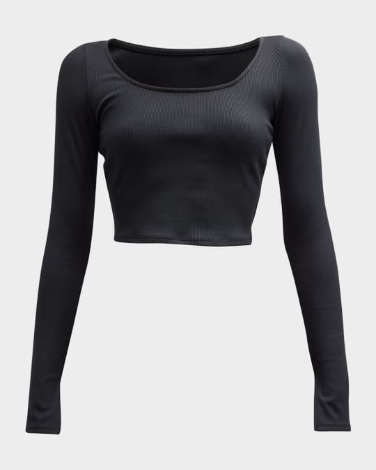 Alo Yoga Alosoft Rib Form Long-Sleeve Crop Top | Neiman Marcus