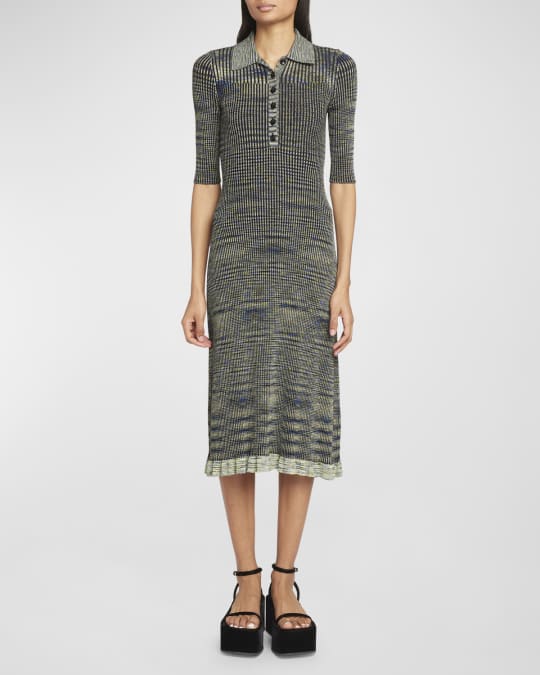Proenza Schouler White Label Space Dye Rib-Knit Polo Midi Dress | Neiman  Marcus