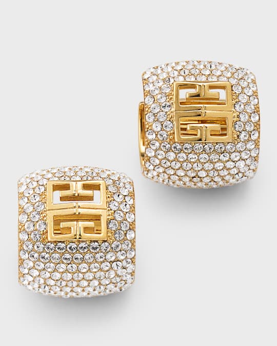 Givenchy 4G Crystal Pave Hoop Earrings | Neiman Marcus