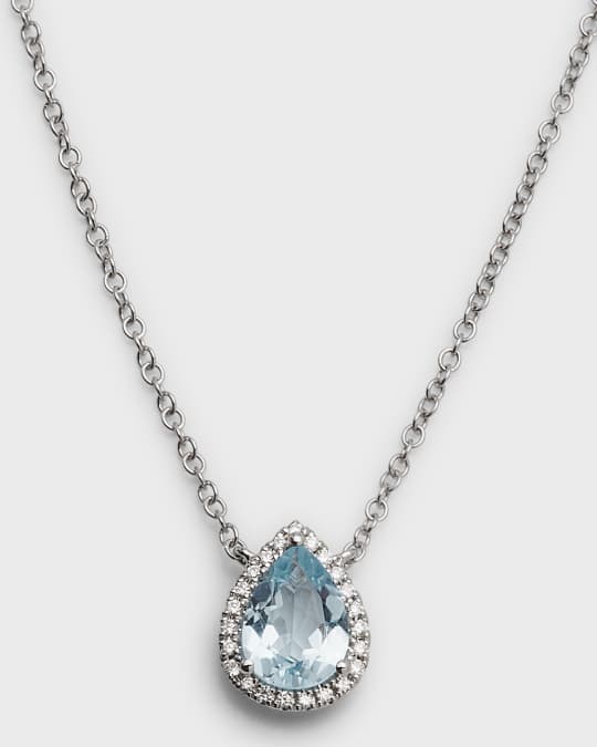 Grace Pear Blue Topaz and Diamond Necklace