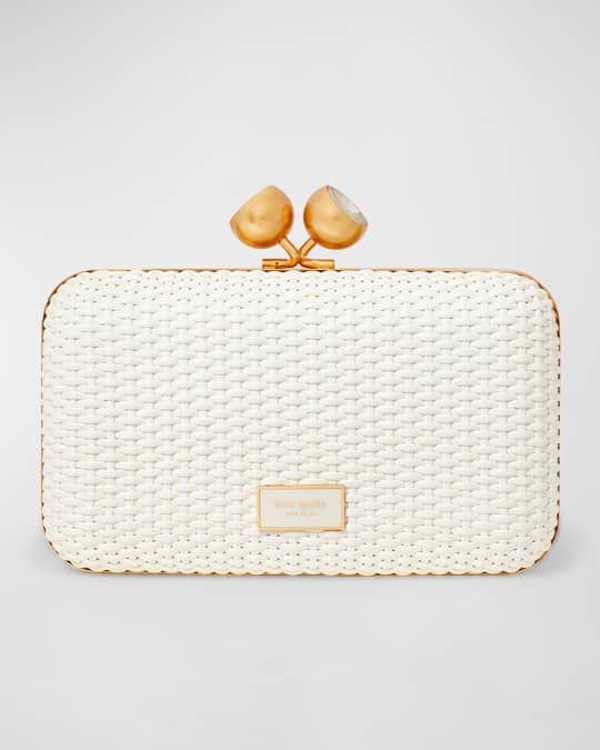 kate spade new york small woven faux-leather clutch bag | Neiman Marcus
