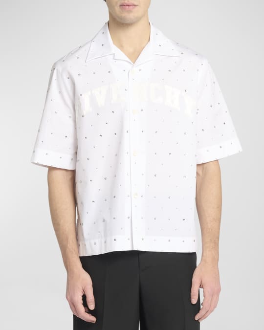 Givenchy Men s Studded Logo Camp Shirt Neiman Marcus