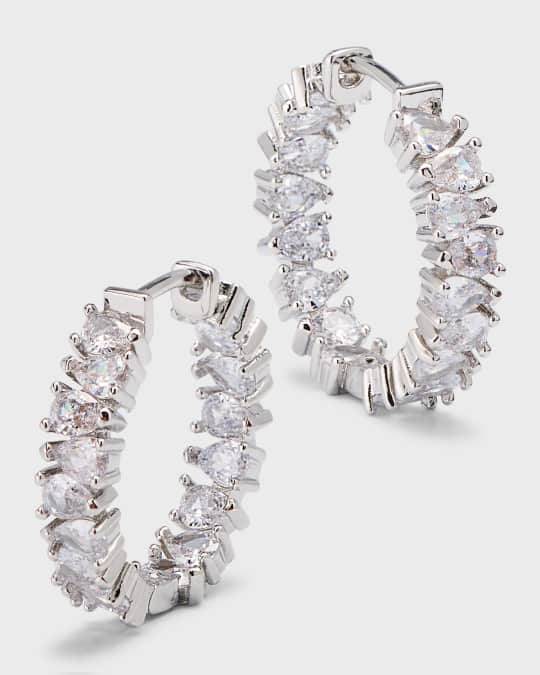 FALLON Jagged Edge Pear Cubic Zirconia Hoop Earrings