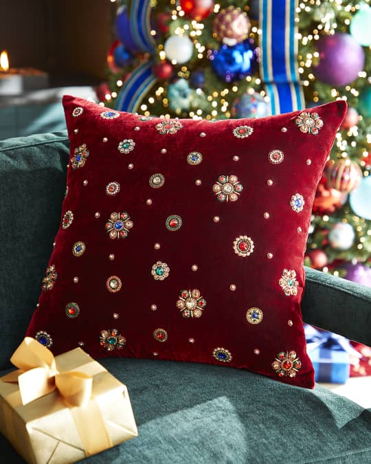 Traditional Embellished Christmas Pillow