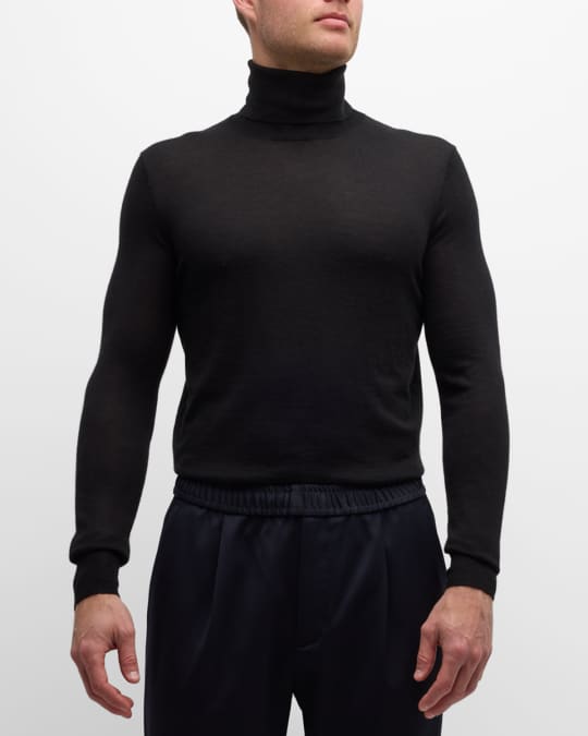 Extra-Fine Men's Silk Cashmere Mock Turtleneck