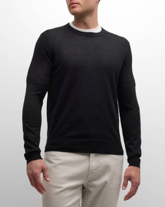 Neiman Marcus Men s Cashmere Silk Crewneck Sweater Neiman Marcus