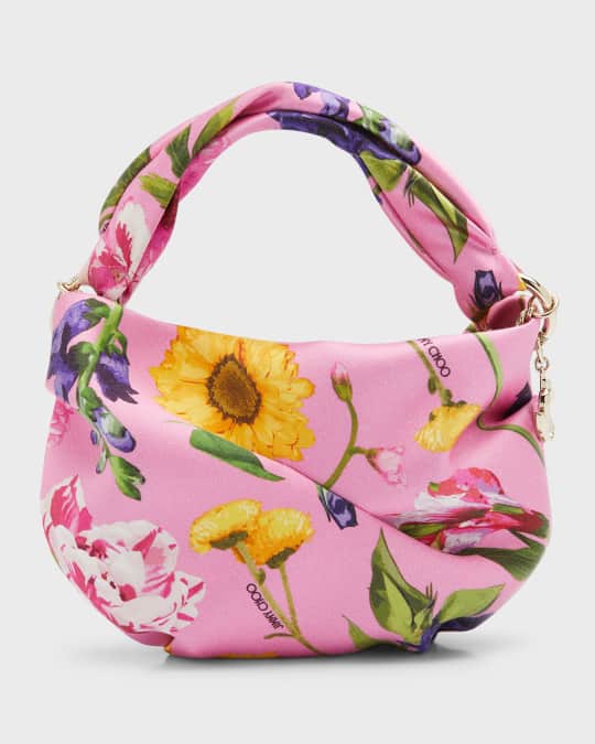 Jimmy Choo Bonny Floral-Print Top-Handle Bag | Neiman Marcus