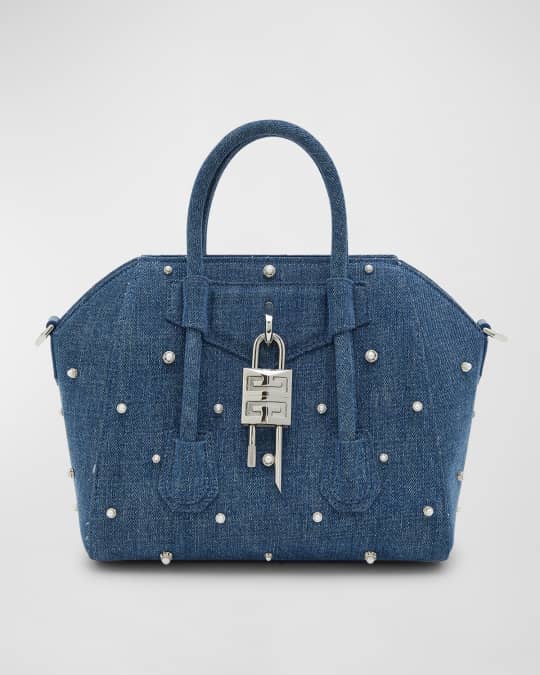 ◆SALE◆直営店◆【GIVENCHY】ANTIGONA ミニ デニムバッグ アンティゴナ ミニ クロコダイル型押しレザー - ブラック