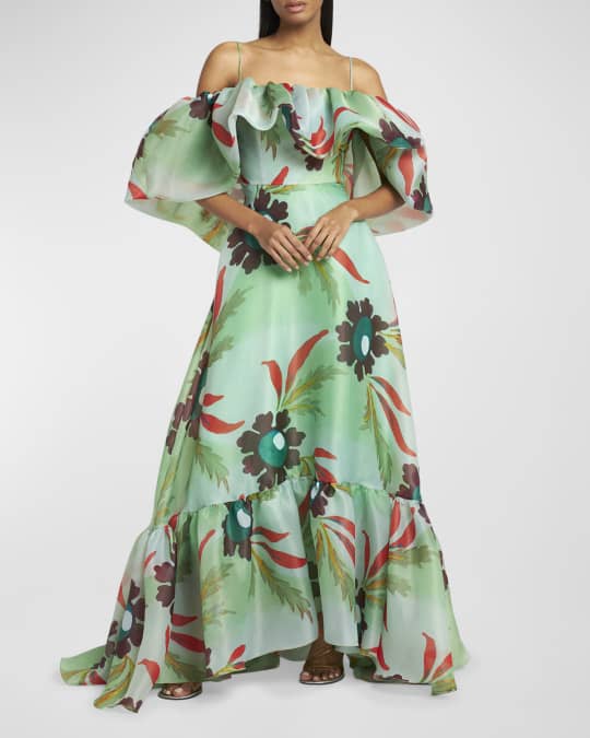 green floral organza dress Betty Pleated Organza Dress 16 / Petite Primrose