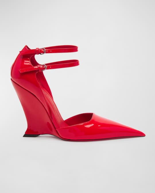 Red patent wedge shoes clearance