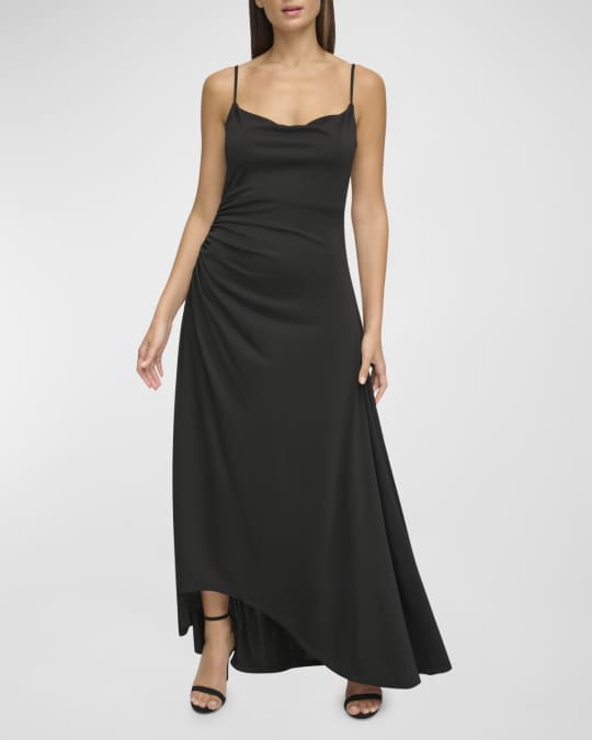 Ruched Side Tie Jersey Maxi Dress