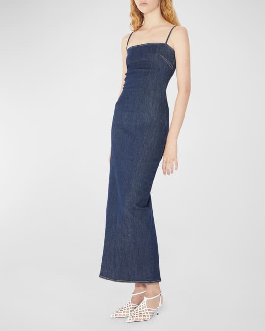 ALAIA Fitted Denim Long Tank Dress | Neiman Marcus