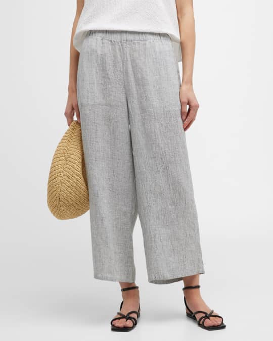 Eileen Fisher Heathered Wide Leg Linen Pants Neiman Marcus