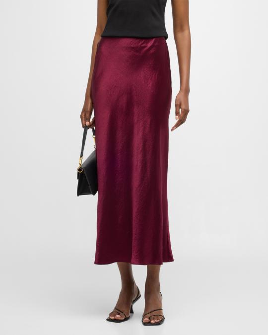 Jupe En Soie Satinée ORLEAN - Couleur Beige Plissé - Taille 6 - Italie - Style Asymétrique