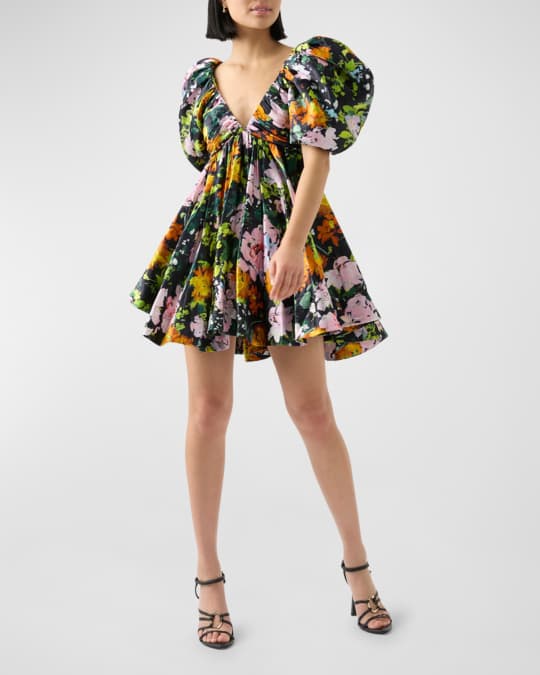 【AJE】パフスリーブVネックドレスGabrielle Plunge Mini Dress Gabrielle Plunge Mini Dress | Midnight Floral | Aje – Aje ROW