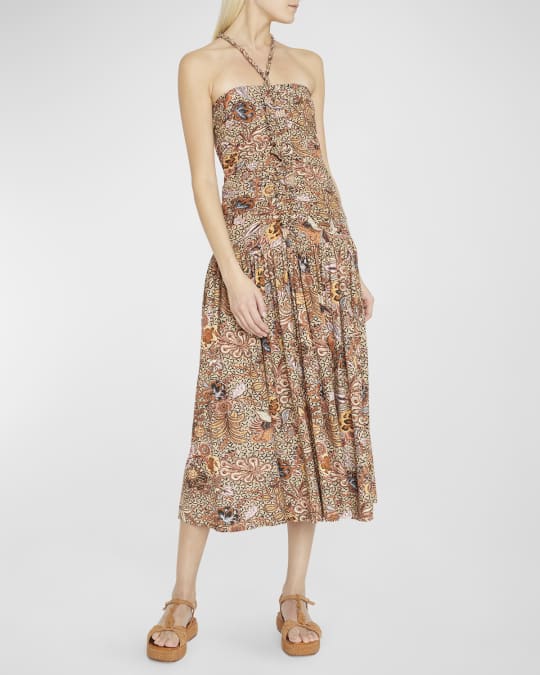 Ulla Johnson Marcella Crisscross Halter Tissue Crepe Jersey Midi Dress |  Neiman Marcus