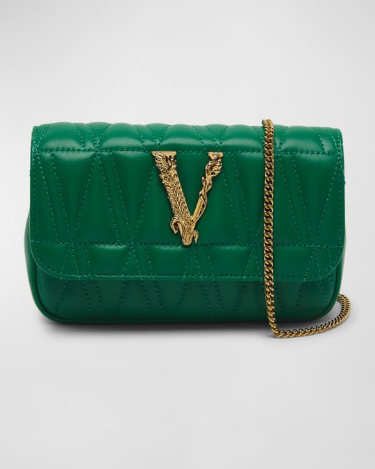 Versace Virtus Mini Quilted Leather Crossbody Bag Neiman Marcus