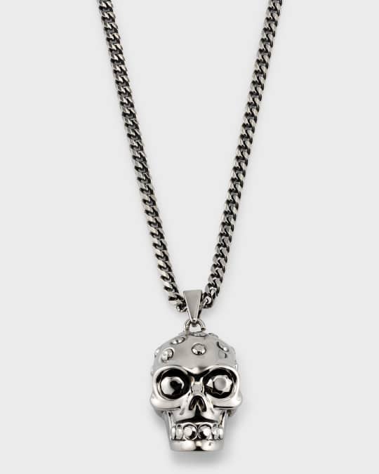 McQueen Men's Crystal Skull Pendant Chain Necklace | Neiman