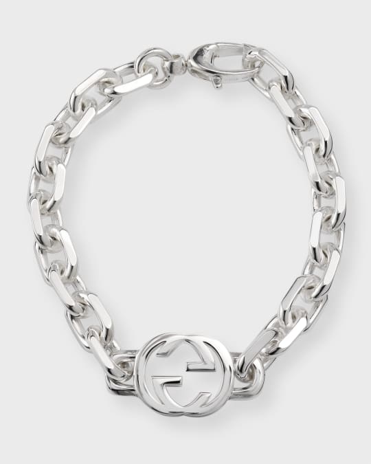 Gucci Men's Sterling Silver Interlocking G Link Bracelet | Neiman