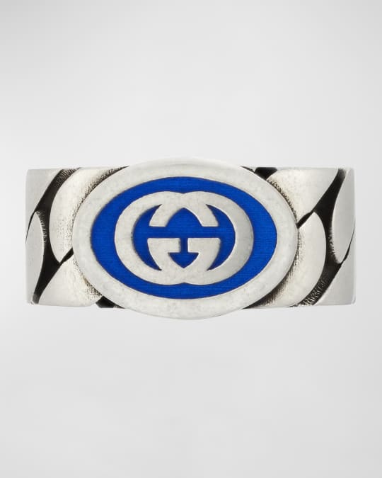 Men's Interlocking G Enamel Band Ring