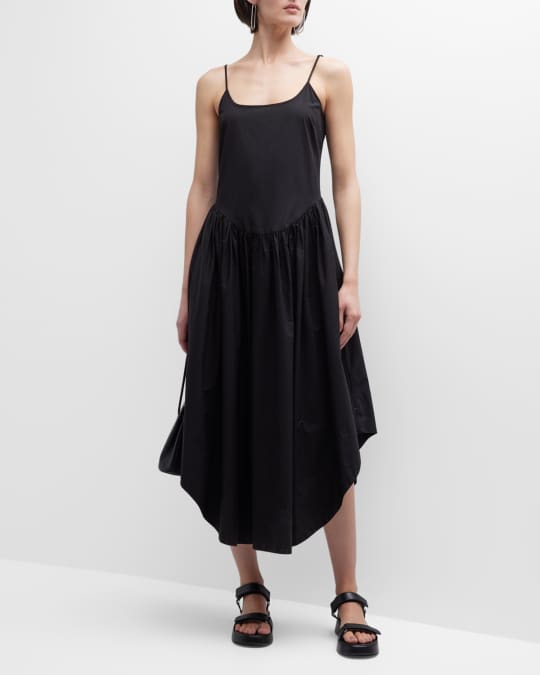 knee length dresses for ladies Leset Ari Scoop Neck Maxi Dress in Black in Crepe