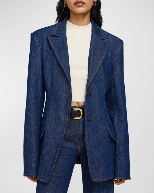 Jasper Cinched-Waist Denim Blazer Jacket