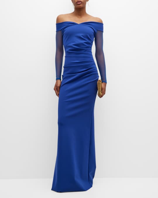 Chiara Boni La Petite Robe Suzie Pleated Off Shoulder Illusion