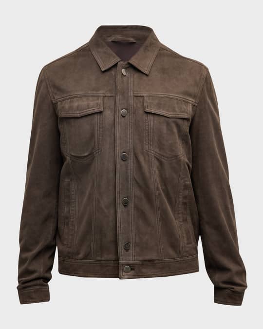 Neiman Marcus Men s Suede Trucker Jacket Neiman Marcus