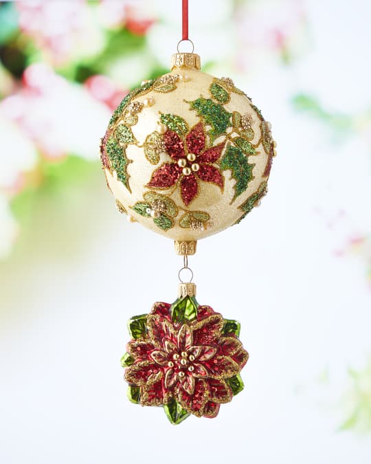 Neiman Marcus Poinsettias Vanilla Ball Christmas Ornament | Neiman Marcus