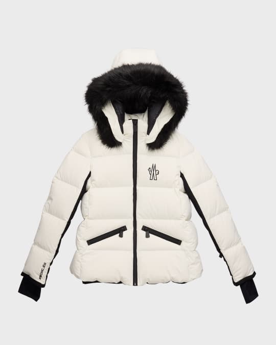 Moncler Grenoble Girl's Suisses Puffer Faux Fur Trim Jacket, Size