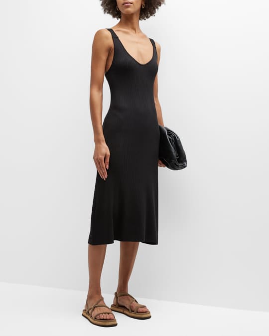 Athleta Seasoft Rib Midi Tank Dress In Black