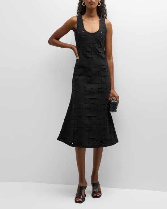 fitted lace wedding dress Scoop Neck Fitted Tank Dress Large / Black main image 1