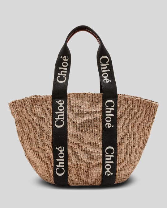 Chloe x Mifuko Woody Logo Embroidered Top Handle Bag Neiman Marcus