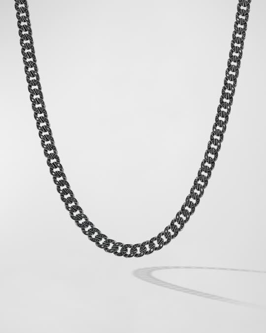 6mm Men's Curb Chain Necklace with Diamonds in Silver