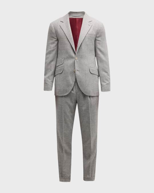 Brunello Cucinelli Men's Plaid Cashmere-Blend Suit | Neiman Marcus