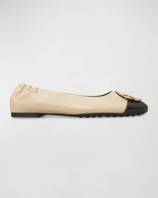 Claire Cap Toe Leather Medallion Ballerina Flats