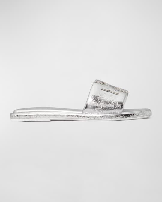 Tory burch silver slides cheap