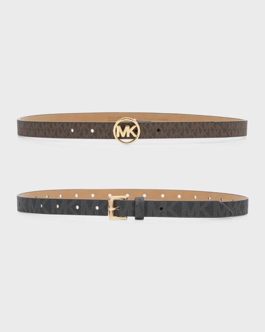 MK Two for one belt set. Michael Kors mens belt set 4 in 1 reversible MK signature  main image 3