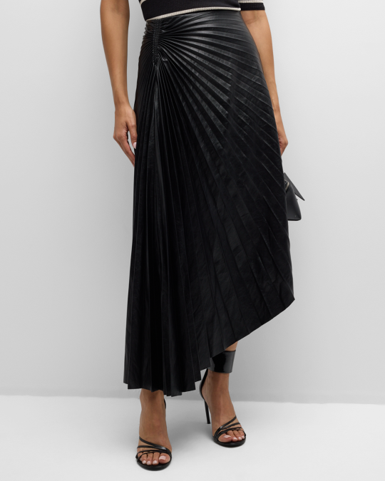 A.L.C. Tracy Pleated High-Low Midi Skirt | Neiman Marcus